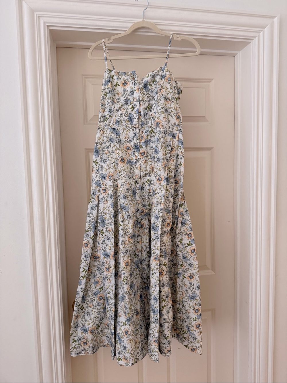 J. Crew White Floral Spaghetti-Strap Buttom down cotton Maxi Dress - Picture 3 of 8